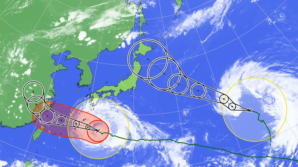 【ダブル台風】13号は沖縄へ 15号は日本列島接近か その後を追う“雨雲”も日本へやってくる？ 進路予想 雨シミュレーション