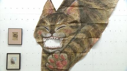 荒山了政　展示会作品　猫 ニャー！と今にも飛び出してきそうなネコ」300人を超えるアーティスト