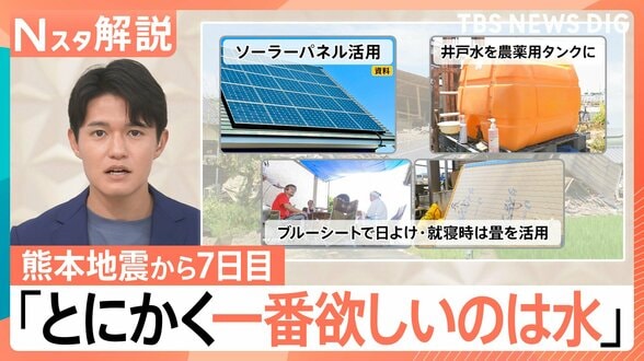 酷暑で「水が欲しい」地震発生から7日目 猛暑のなか続く断水 いま被災地で必要な物とは【熊本で震度7】|TBS NEWS DIG