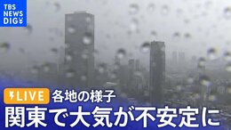 【ライブ】関東で大気が不安定に 雷や非常に激しい大雨に注意 各地の最新状況|TBS NEWS DIG
