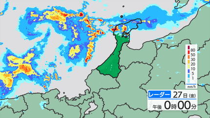 時雨確認用 石川・輪島市で1時間に57ミリの非常に激しい雨 10月の観測史上最大