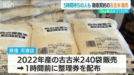 5kg2160円が240袋【古古米】随意契約の2022年産政府備蓄米 5時間待ちの