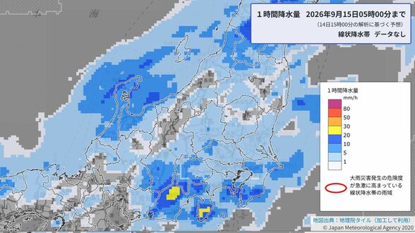 【大雨情報】前線南下で警報級大雨の可能性…富山で24時間に最大100ミリ予想　北陸地方（新潟・富山・石川・福井）は15日夜遅くにかけて土砂災害・河川増水・浸水に警戒【雨と風のシミュレーション】　|　富山のニュース｜天気・防災｜チューリップテレビ