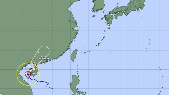 台風1号（ウーティップ）　今後の進路と風速は　最大瞬間風速45メートルも15日には熱帯低気圧に　気象庁発表　|　山形のニュース│TUYテレビユー山形