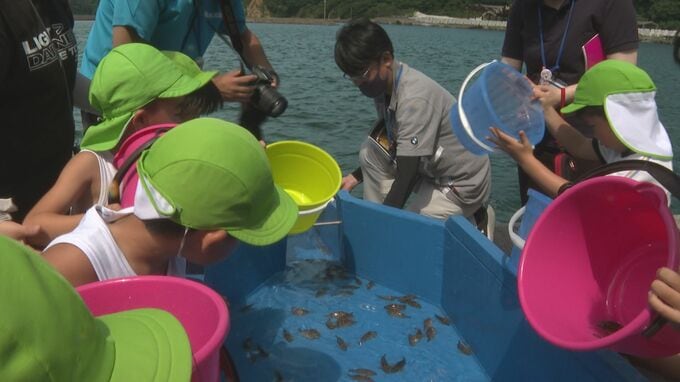 「大きくなってね！」園児がカサゴの稚魚を放流　|　山口のニュース・天気・防災｜tys NEWS｜ｔｙｓテレビ山口