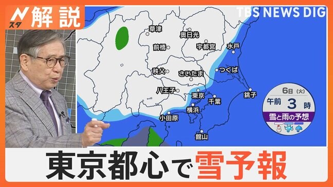 週末～週明け 東京都心で雪のおそれ、うっすら積もる可能性も【Nスタ解説】|TBS NEWS DIG