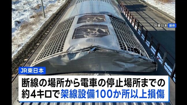 JR宇都宮線の架線断線で運転見合わせ 架線設備は100か所以上損傷　JR東日本|TBS NEWS DIG