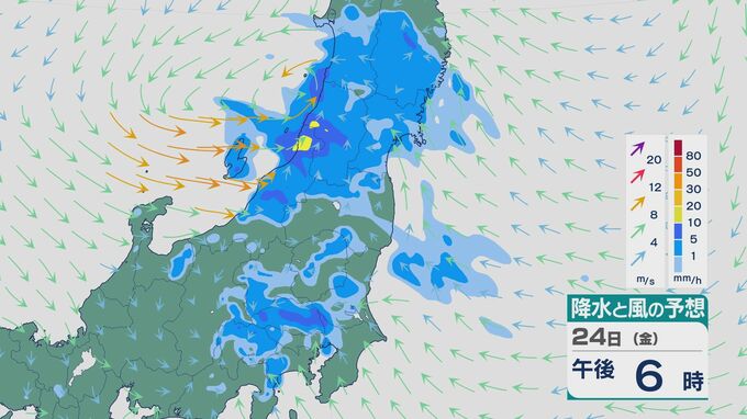 24日(金)も前日に続き関東甲信は夕方を中心に大気の状態が非常に不安定に 雷をともない1時間に40ミリの“激しい雨”のところも 大雨に注意・警戒を 雨と風シミュレーション|TBS NEWS DIG