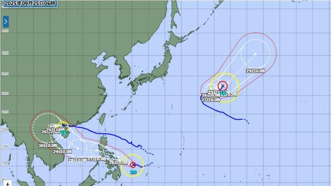 【台風情報】台風18号・19号・20号同時発生中　19号は東海上でUターンか　最新の進路予想と雨風シミュレーション|TBS NEWS DIG