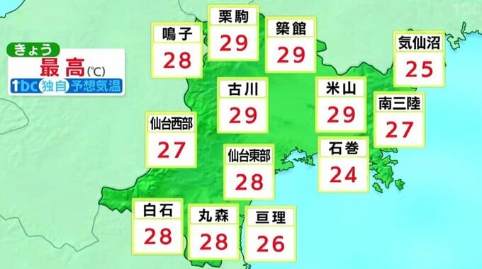 【16日宮城の天気】内陸を中心に30℃近くまで上昇　梅雨入りは18日(木)か19日(金)の可能性|TBS NEWS DIG