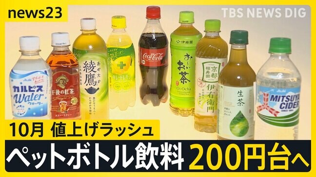 ペットボトル飲料200円時代に突入　10月の食品値上げは3000品目超　全国で最低賃金アップも…「莫大な人件費になる」【news23】|TBS NEWS DIG