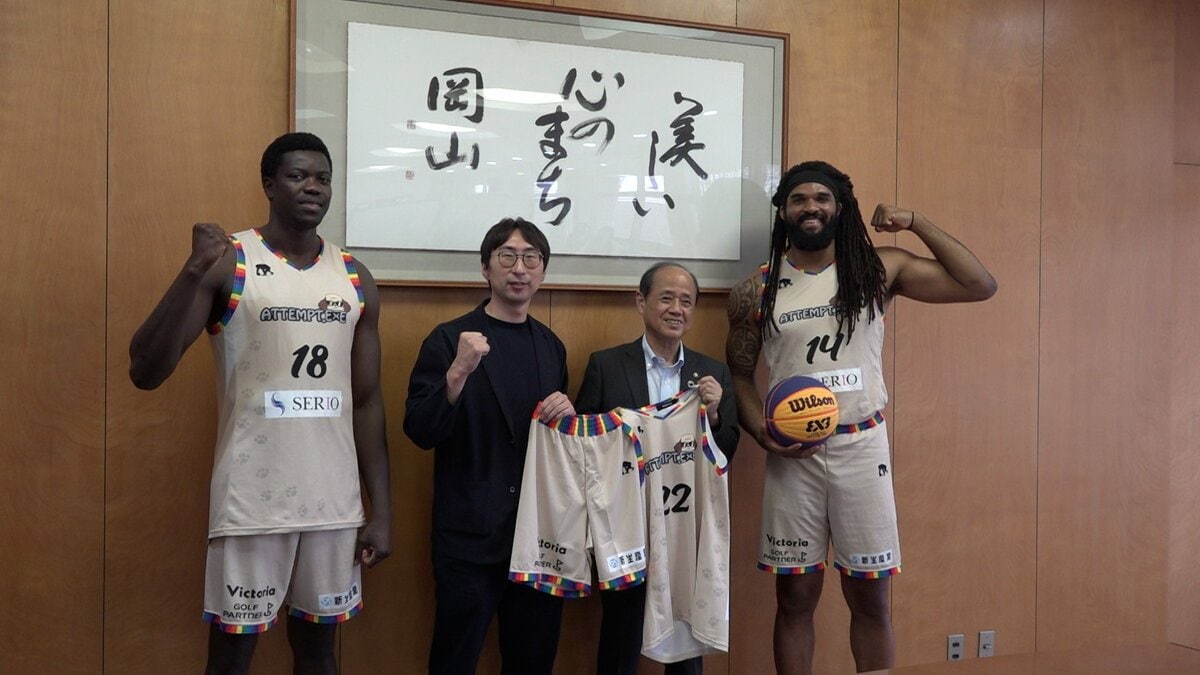 3人制プロバスケ「アテンプトオカヤマドットエグゼ」の選手ら岡山市長を表敬訪問　今月13日にホーム戦