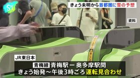 東京など首都圏に雪の予想　JR青梅線の一部区間で始発～午後3時頃まで運休&nbsp;中央本線や一部在来線で大幅な遅れや運休の可能性も|TBS NEWS DIG