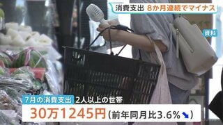 7月の消費支出3.6%減で8か月連続マイナス　節約志向の一方で外食やゲーム課金の消費拡大　総務省家計調査| TBS CROSS DIG with Bloomberg