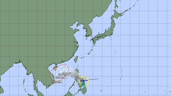 【台風情報】台風24号(フンシェン)の今後は？ 勢力と進路を詳しく　最大瞬間風速40メートル予報　フィリピンに直撃　日本方面には向かわず　全国の天気を画像で　気象庁|TBS NEWS DIG