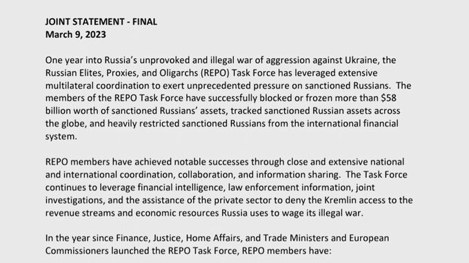 日米欧タスクフォース「オリガルヒ」らの資産凍結額 約8兆円に　ウクライナ侵攻後1年で|TBS NEWS DIG