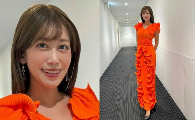 【 中川安奈 】 「MCをつとめさせていただきました❤」　オレンジ衣装のオフショット公開　「贅沢なひとときをありがとうございました」|TBS NEWS DIG