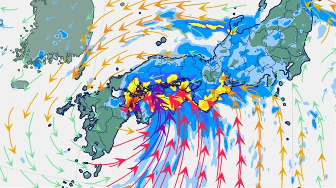 【台風情報】台風15号　種子島の南を30 km/hで北上　その後、四国に上陸、5日午前9時には徳島県か　【進路予想　雨と風のシミュレーション・発雷確率】　|　山梨のニュース | ＵＴＹテレビ山梨