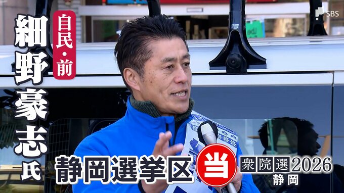 衆議院選挙 静岡5区・細野豪志氏（自民・前）当選確実 選挙区で10回目の当選【速報】　|　静岡のニュース | SBSNEWS | 静岡放送