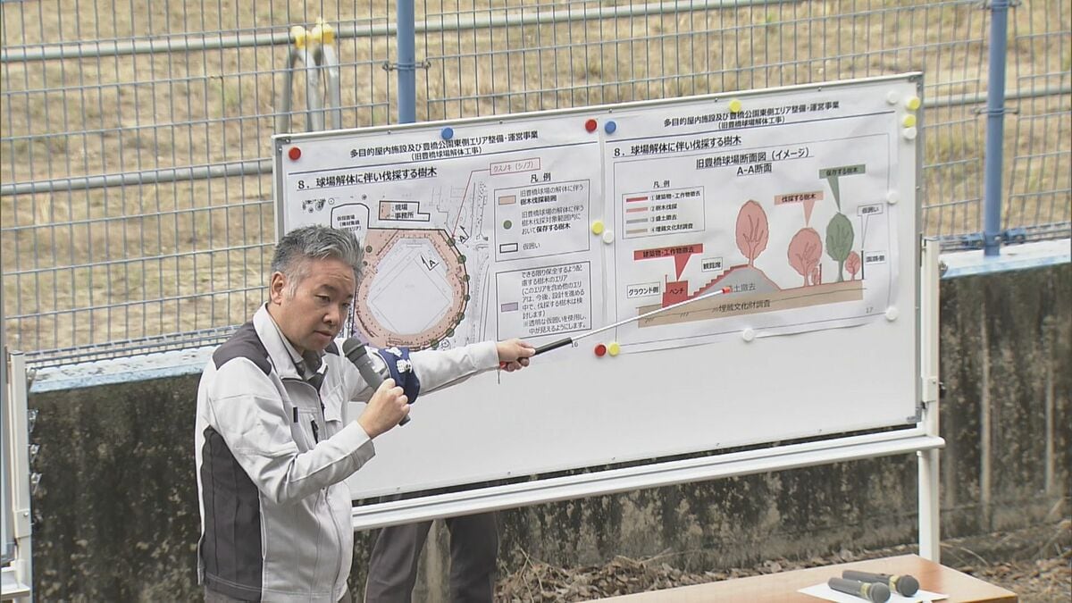 「新アリーナ」工事再開を前に建設予定地で市民説明会 取り壊される野球場に入れる“最後の機会”に参加者らが思い出に浸る…愛知・豊橋市