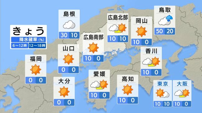 【きょう11/10(月)広島天気】西高東低の気圧配置に　天気は回復傾向　夜から冷え込みに注意　|TBS NEWS DIG
