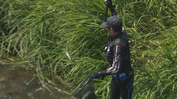 16日のアユ漁解禁前に金沢市浅野川で試し釣り大きいものでは20センチほどのアユも|TBS NEWS DIG