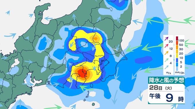 【関東天気】28日(火)夕方から東京23区でもゲリラ豪雨か 「レベル3大雨警報」発表の可能性【雨風シミュレーション】|TBS NEWS DIG