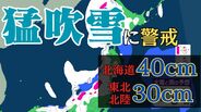 北海道は”猛吹雪”に厳重警戒…19日朝までに40cm降雪か 北~東日本日本海側でも大雪、東北・北陸も30cm降雪予想【雪と雨のシミュレーション】 | 富山のニュース|天気・防災|チューリップテレビ