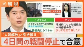 イスラエル国内世論も影響？人質のいるガザへの攻撃を4日間停止　その後は10人解放ごとに1日追加【Nスタ解説】|TBS NEWS DIG