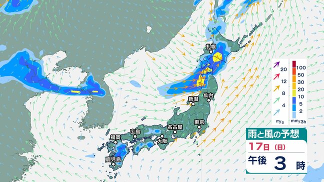 【大雨情報】東北地方は寒冷前線が夜にかけて接近する見込み　雷を伴って非常に激しい雨が降り大雨となる所も…警報級の大雨となる可能性【雨と風のシミュレーション】|TBS NEWS DIG