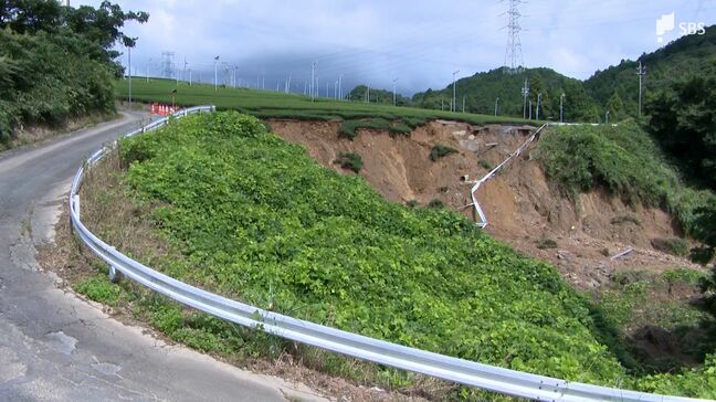 茶畑や農道、約36メートルにわたり崩落　台風10号接近に伴う大雨の影響　復旧に向け対応検討＝静岡・掛川市|TBS NEWS DIG