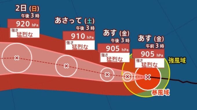 【台風情報】小笠原諸島に接近予想、その後の進路に注意...猛烈な勢力の「台風13号」最大瞬間風速80m/sの予想…8月9日（日）にかけての雨・風シミュレーション【気象庁30日午後3時45分更新】|TBS NEWS DIG