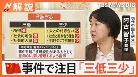 「稼ぐの難しい」「収入減った」中国で相次ぐ無差別殺傷は“社会への報復”？ 事件で注目「三低三少」とは【Nスタ解説】|TBS NEWS DIG
