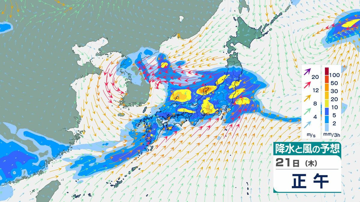 大雨のおそれ】東日本～西日本、南西諸島で雷伴う激しい雨に…24時間