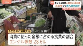 エンゲル係数44年ぶり高水準28.6％　2025年消費支出　食料品の値上げ相次ぎ外食の支出増|TBS NEWS DIG