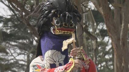 【極美品 由来書付】会津彼岸獅子 獅子頭 福島県立会津工業高校 郷土玩具 民藝 もう春が来たな」伝統の会津彼岸獅子 鶴ヶ城で春の訪れ告げる 福島
