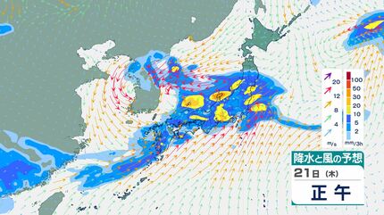 大雨のおそれ】東日本～西日本、南西諸島で雷伴う激しい雨に…24時間