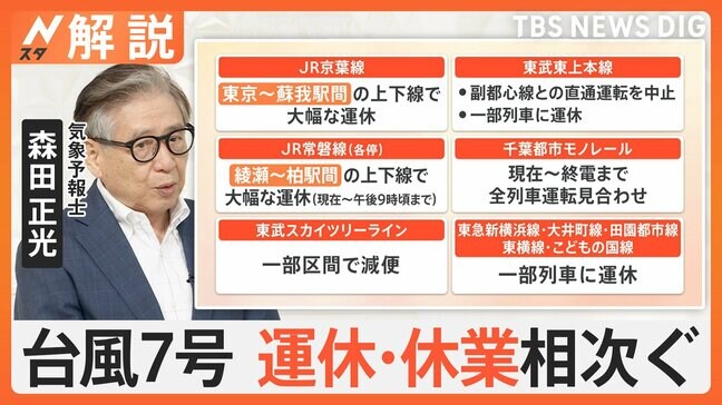 台風7号 お盆の交通・観光地を直撃　関東各地で約1800戸停電　今後の進路、影響は？【Nスタ解説】|TBS NEWS DIG