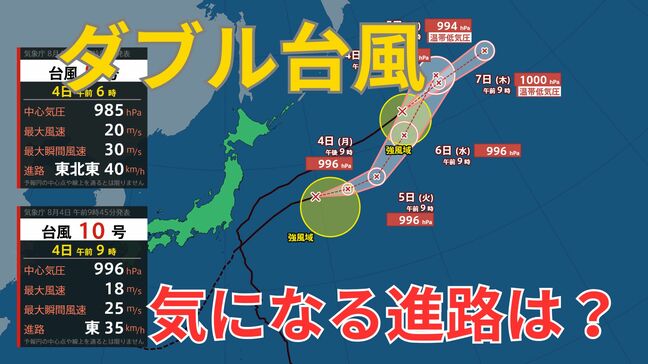 【ダブル台風】台風10号…日本の陸地への影響はなしか 時速35キロで東へ 7日朝には熱帯低気圧に変わる見込み 【雨風シミュレーション】|TBS NEWS DIG