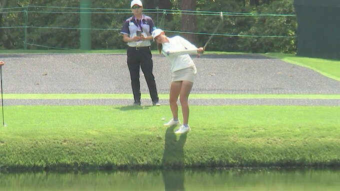 馬場咲希 初のオーガスタで水切りショット成功！父から「やってくれよ」のお願い|TBS NEWS DIG