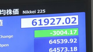 日経平均、約2か月ぶり安値…一時3000円超値下がり　AI・半導体関連中心に多くの銘柄に売り注文広がる　「キオクシアHD」は一時ストップ安| TBS CROSS DIG with Bloomberg
