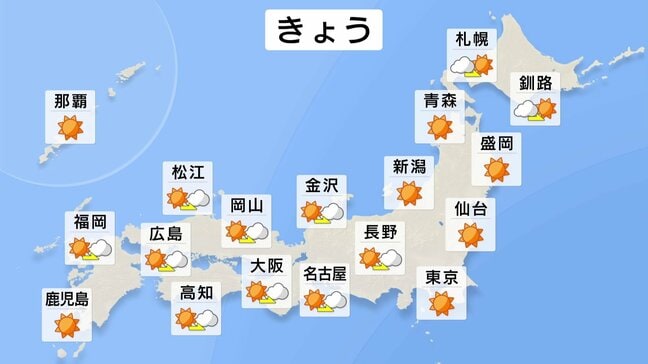【2日 きょうの天気】各地で行楽日和に　関東～西の各地で25℃以上の夏日予想 太平洋側を中心に30℃に迫る所も　北日本では暴風による交通障害などに警戒|TBS NEWS DIG