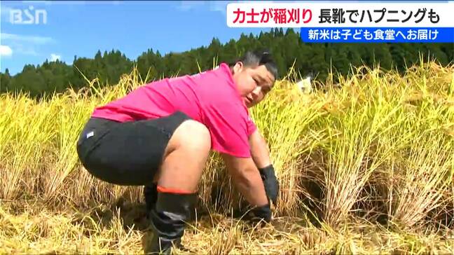 立浪部屋の力士が手刈り「自分が刈ったお米が人に食べてもらえるのはうれしい」新米は『子ども食堂』へ　新潟県十日町市|TBS NEWS DIG