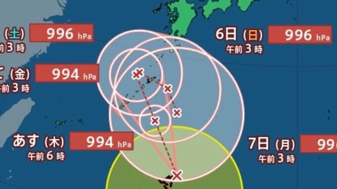 【台風情報】ほとんど停滞中「台風24号（クロヴァン）」今後の進路は？週末、西日本～東日本で警報級大雨のおそれも...9月12日までの雨・風シミュレーションで確認【気象庁2日6時45分発表】|TBS NEWS DIG