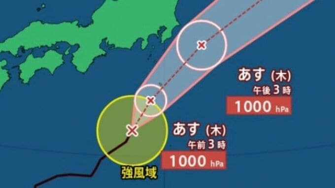 【台風情報】台風26号（スリゲ）1日（木）に伊豆諸島～関東沖を北上へ、2日（金）に温帯低気圧へ変化しても最大瞬間風速30m予測【雨と風のシミュレーション】　|　富山のニュース｜天気・防災｜チューリップテレビ