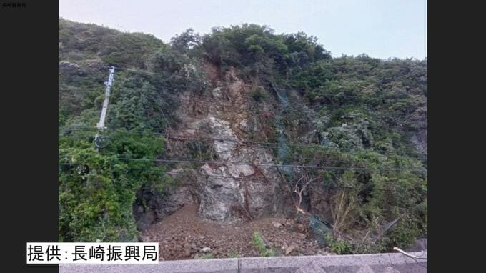 高さ50メートル幅20メートルがけ崩れで国道499号一部通行止　路線バス一部運休、う回路で対応　長崎県長崎市以下宿町|TBS NEWS DIG