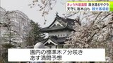 弘前城の天守×岩木山×サクラで観光客は「最高です!」 外堀のサクラが『満開』に! 春晴れで桜花爛漫の「弘前さくらまつり」 | 青森のニュース│ATV NEWS│青森テレビ