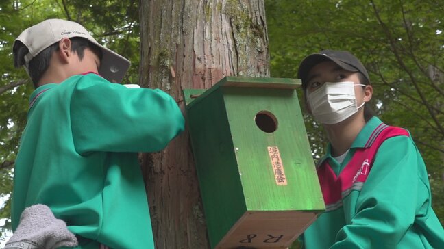 「鳥や人が生き生きできる暮らしができたら」願い込め、地元中学生が力強く巣箱の紐かけ 山梨・山中湖村|TBS NEWS DIG