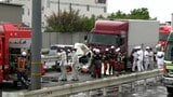 【国道2号】「大型トラック2台にはさまれたか」車4台が絡む多重追突事故で軽乗用車に乗っていた人が重体の模様　旭川大橋（上り）が通行止め【続報】　|　岡山・香川のニュース | 天気 | RSK山陽放送