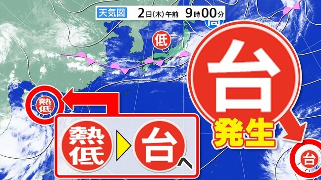【ダブル台風】発生へ 「台風9号」非常に強い勢力 中心気圧925hpa 最大瞬間風速70mに発達予想「熱帯低気圧a」はあすまでに「台風」へ【雨風シミュレーション7月12日(日)まで】 台風9号(バービー)沖縄の南へ北上する予想も【台風情報】気象庁進路予想|TBS NEWS DIG